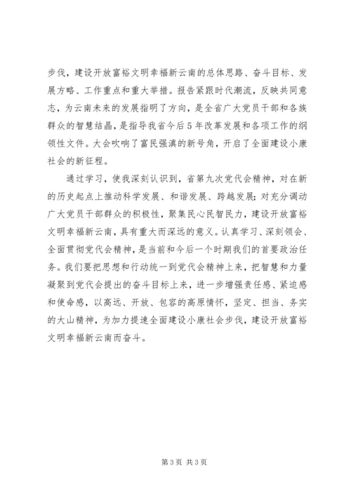 学习XX省第九次党代会心得体会 (9).docx