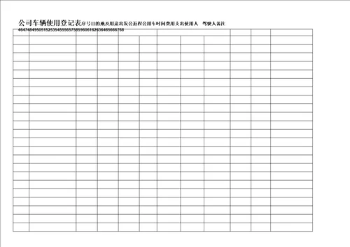 公司车辆使用登记表格
