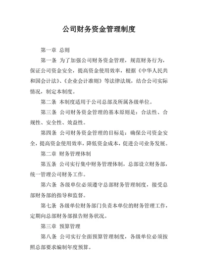 公司财务资金管理制度
