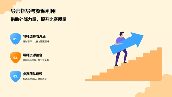 橙色插画风大学生职业规划大赛PPT模板