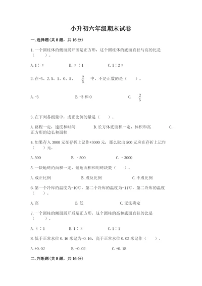 小升初六年级期末试卷附参考答案【能力提升】.docx