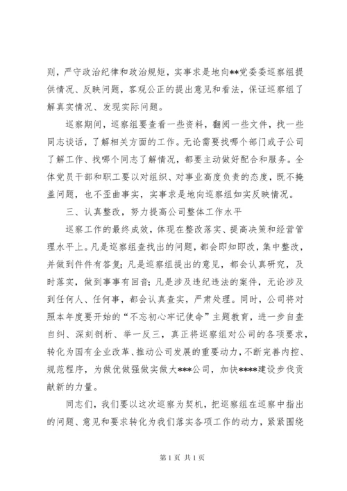 在巡察公司党委动员大会上的表态发言.docx