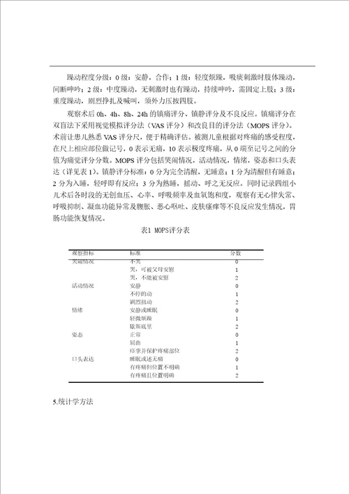 超前镇痛在小儿扁桃体和腺样体切除术中的应用麻醉学专业毕业论文