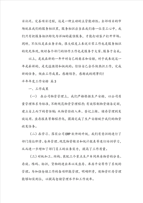 半年年度工作计划