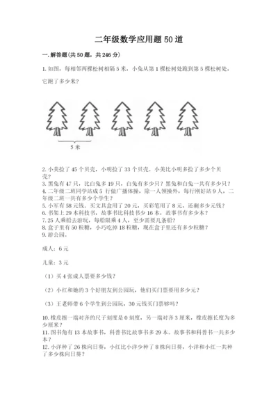 二年级数学应用题50道全面.docx