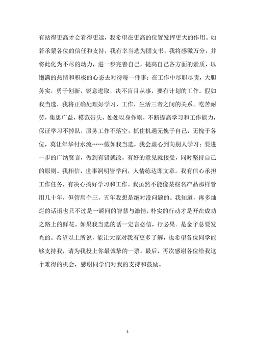 团支书竞选稿模板