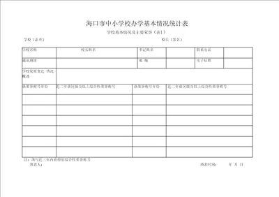 海口中小学校办学基本情况统计表表8