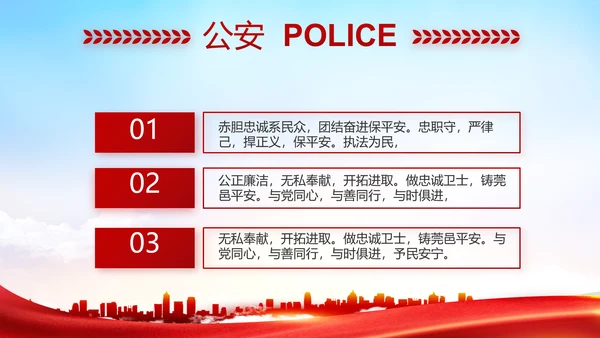 红色大气公安警察职责任务汇报动态PPT模板