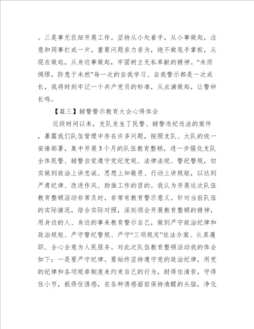 辅警警示教育大会心得体会三篇