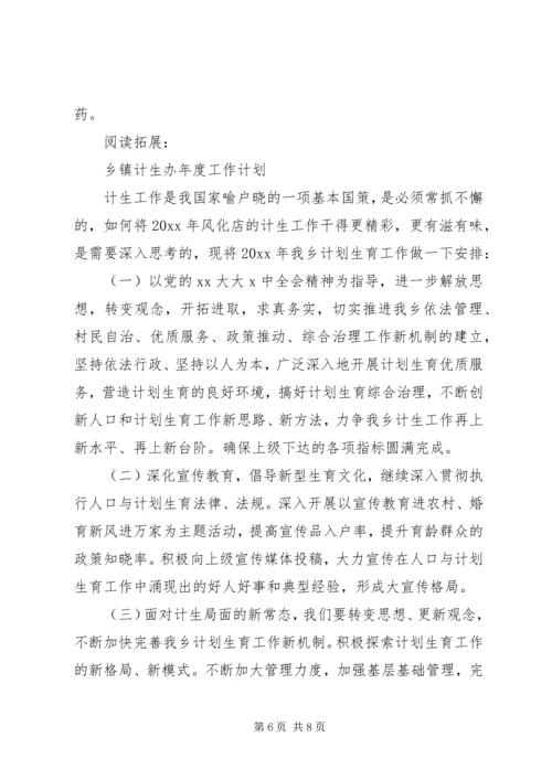 乡镇计生办工作计划及安排.docx