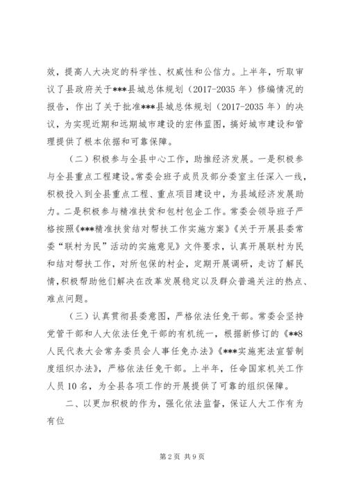 人大常委会上半年工作总结及下半年工作计划.docx