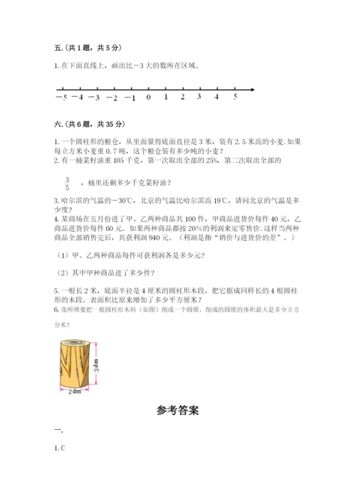 小学六年级下册数学摸底考试题精品【名师系列】.docx