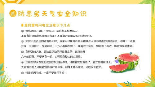 夏天安全注意事项夏天防溺水防雷电防高温防中暑PPT夏季