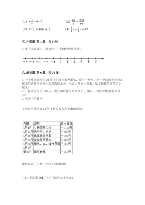 小学六年级下册数学期末卷附答案【满分必刷】.docx