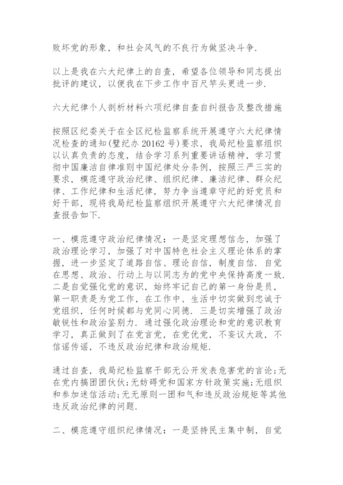 六大纪律个人剖析材料六项纪律自查自纠报告及整改措施.docx