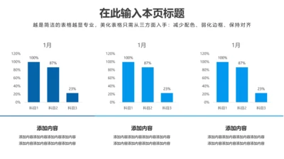 PPT柱状图蓝色简约风