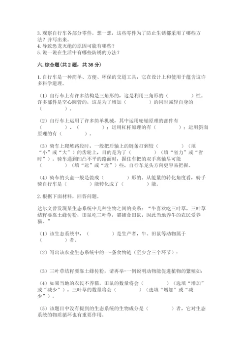 教科版六年级下册科学期末测试卷及答案参考.docx