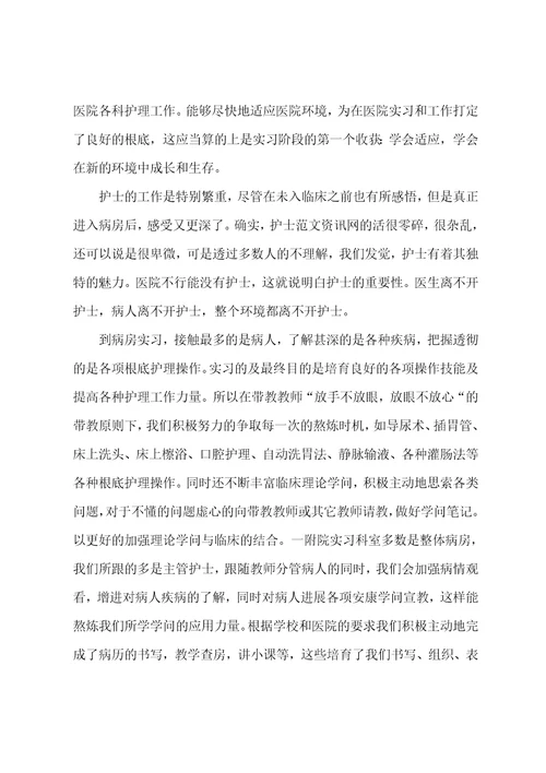 大专护理学实习总结