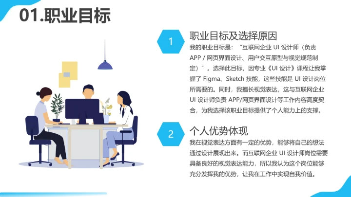 蓝色视觉传达与设计专业大学生求职综合展示职业生涯规划通用PPT