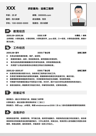 运维工程师求职简历