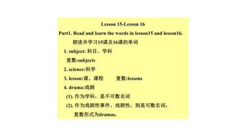 Unit 3  What subject do you like best? 单元知识梳理（单词+句