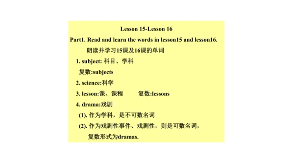 Unit 3  What subject do you like best? 单元知识梳理（单词+句