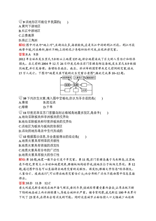 2015-2016学年高二地理人教选修5（陕西专用）课后作业：1.2主要自然灾害的形成与分布含解析