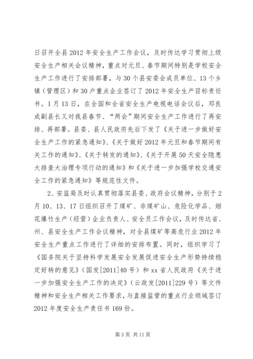 县安监局工作汇报 (2).docx