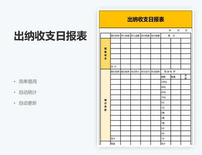 出纳收支日报表