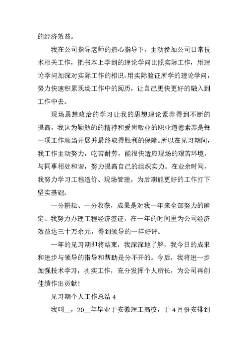 见习期个人工作总结报告范文8篇