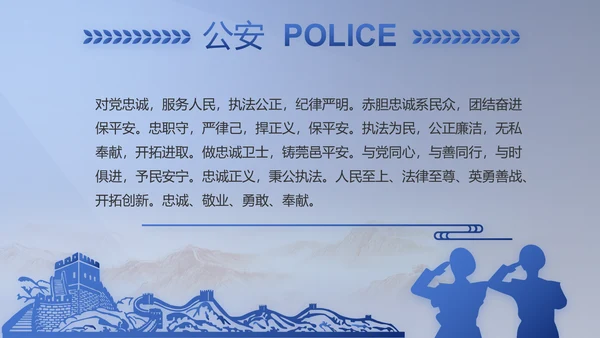 蓝色大气民警职工大会PPT