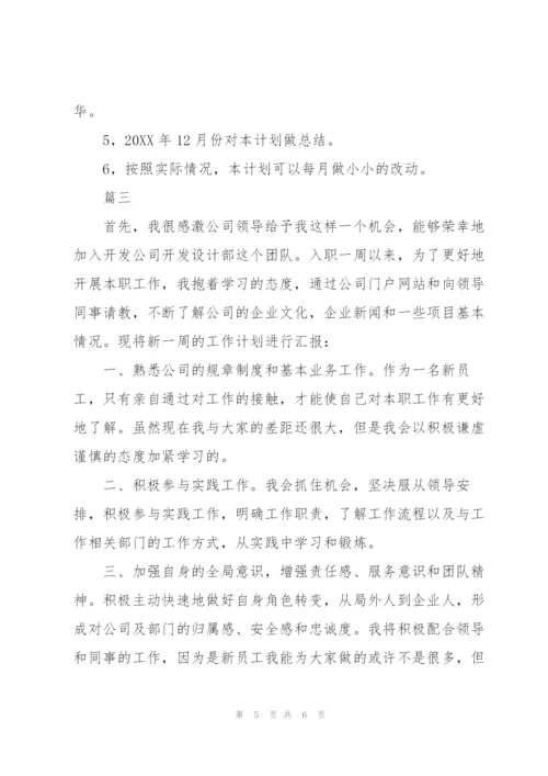 新员工个人工作计划报告范文.docx