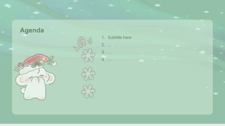 圣诞节绿色眠眠兔主题PPT