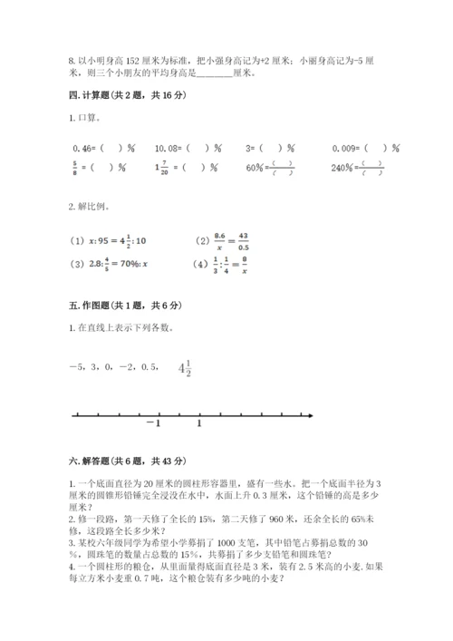 冀教版小学六年级下册数学期末综合素养测试卷精品【突破训练】.docx