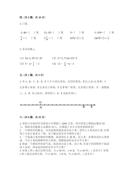 小学六年级数学摸底考试题带答案（能力提升）.docx