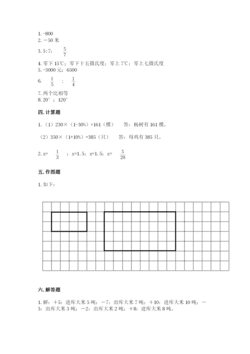 肃北蒙古族自治县六年级下册数学期末测试卷完整答案.docx