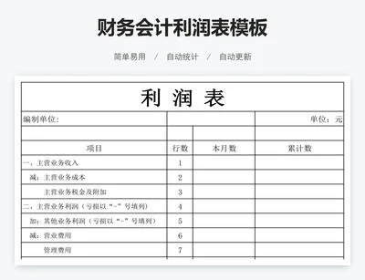 财务会计利润表模板