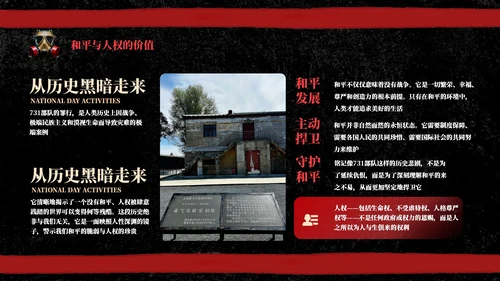 黑红色复古风731部队介绍PPT模板