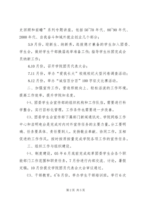 二○○五年团委工作计划.docx