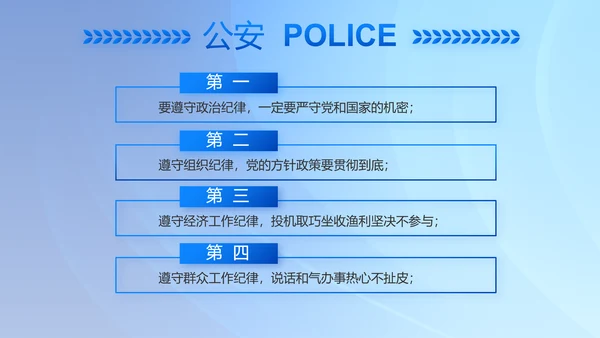 蓝色大气公安警察主题年年终总结PPT