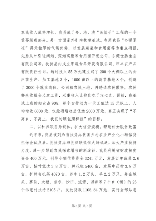 扶贫汇报：认真贯彻“一体两翼”战略　积极搭建“巾帼扶贫”平台.docx