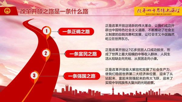 庆祝新中国改革开放四十周年PPT党课课件
