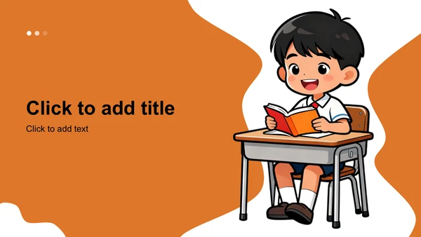 橙色卡通风学生期末表现与成长亮点PPT主题