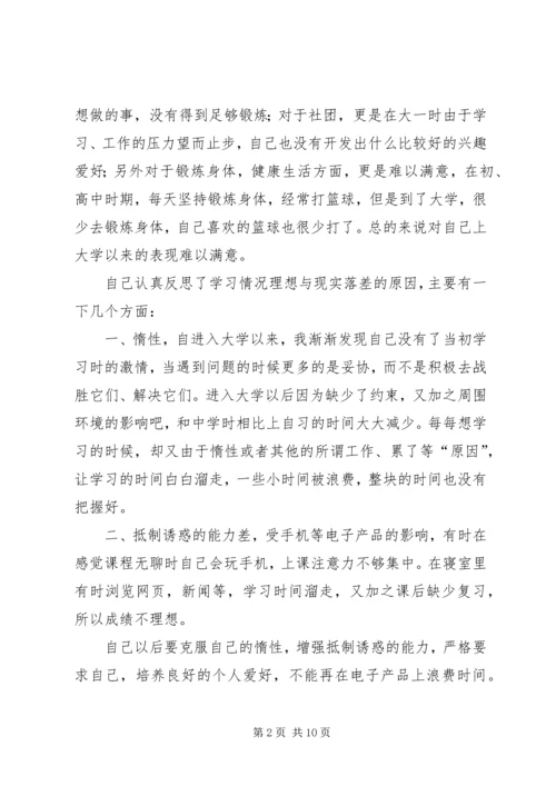 思想汇报自我批评.docx