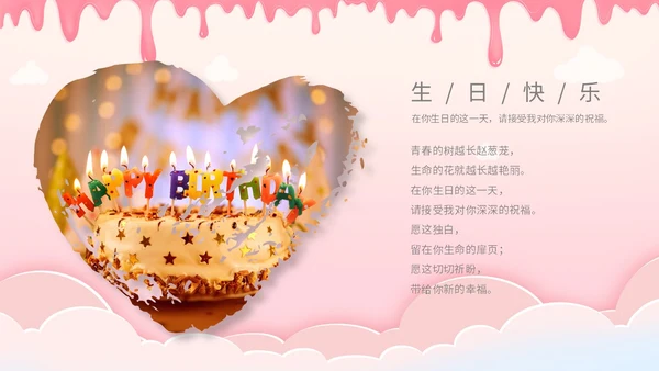 粉色生日会儿童生日相册ppt模板