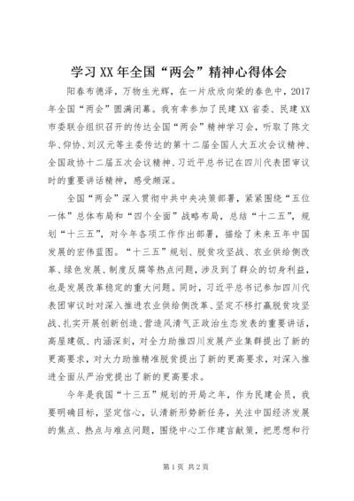 学习XX年全国“两会”精神心得体会.docx