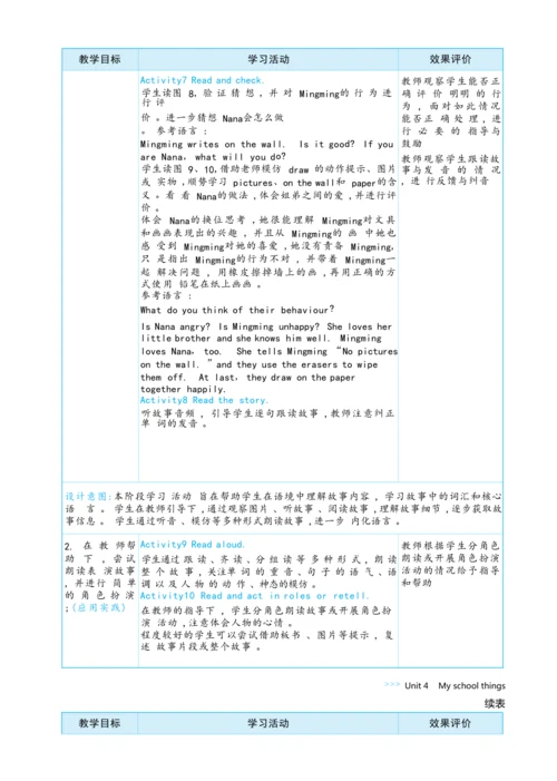 Unit 4 My school things单元整体教学设计5课时