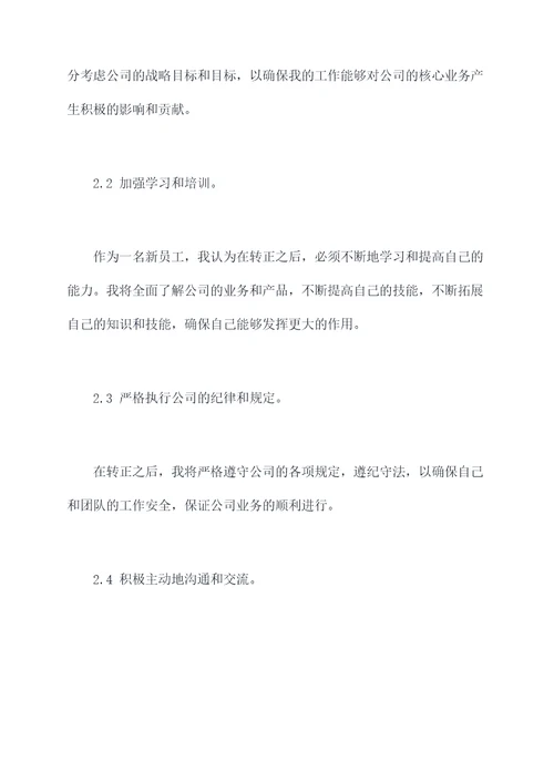 个人转正后工作计划