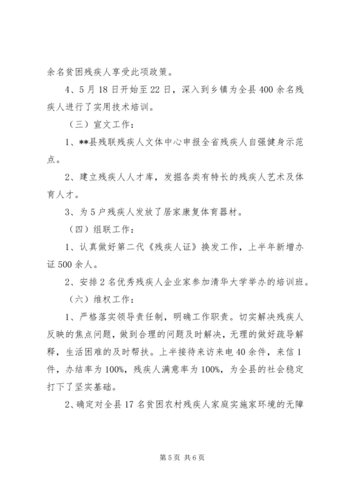 残联XX年上半年工作总结及下半年计划.docx