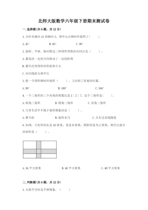 北师大版数学六年级下册期末测试卷word版.docx